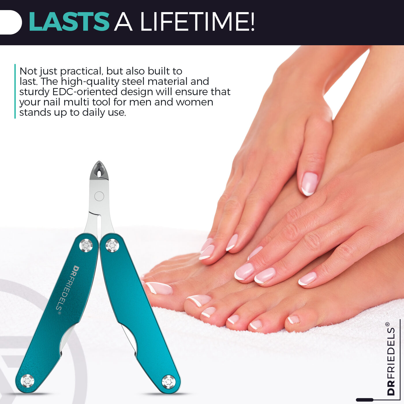 Lasts a lifetime — not just practical, but also built to last. The high-quality steel material and sturdy EDC-oriented design will ensure that your nail multi tool for men and women stands up to daily use.