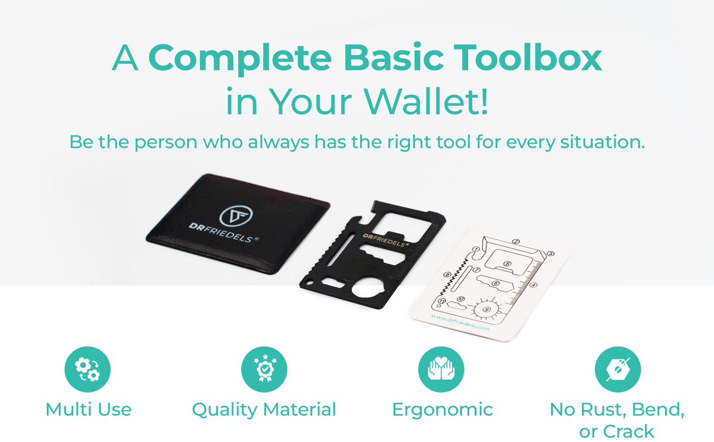 A Complete Basic Toolbox in Your Wallet — multi use, quality material, ergonomic, no rust bend or crack
